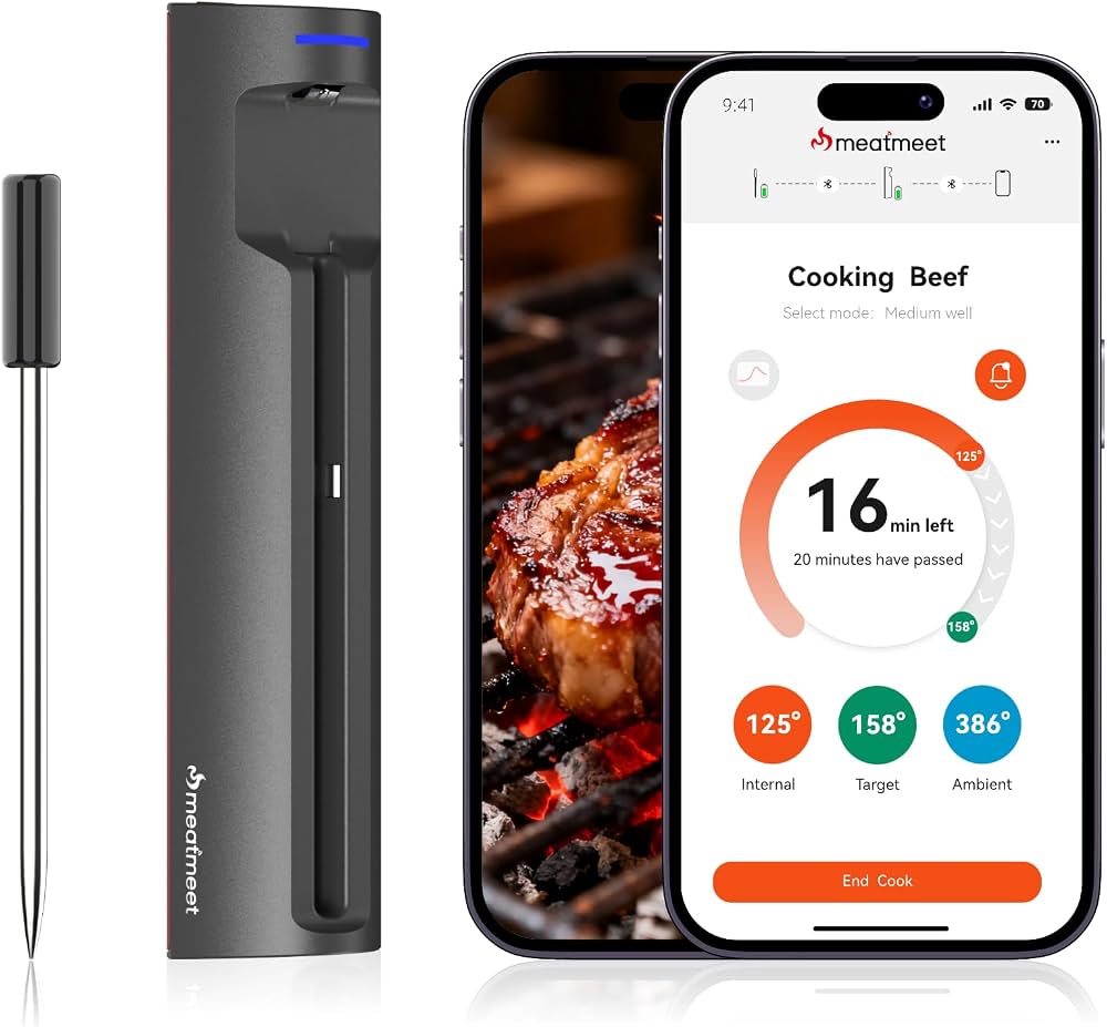 Smart meat thermometer with app alert